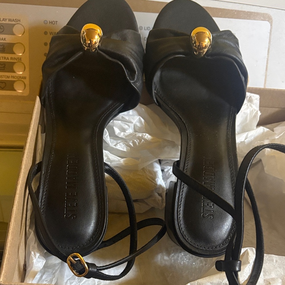Steve Madden Black Sandals with Gold Detail